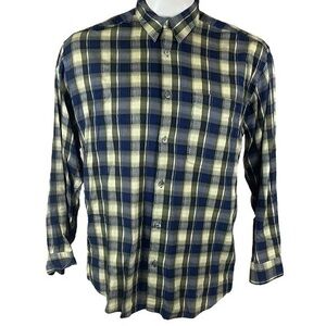 Jhane Barnes Large Buffalo Check Long Sleeve Button Up Cotton Shirt E69